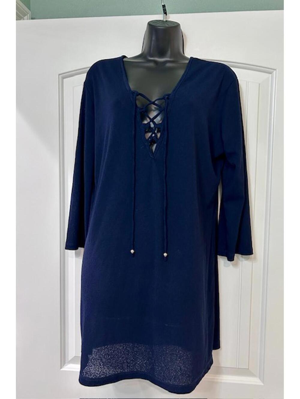 J Valdi Navy Crisscross Swim Cover‑Up ✨ Size L